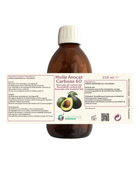Elixir C60 avocat bio – régénérant naturel, santé cellulaire et jeunesse.