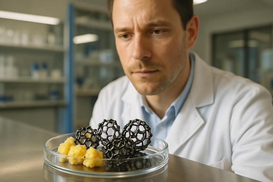 Een wetenschapper observeert de interacties van Carbon 60 en cholesterol in een laboratorium.
