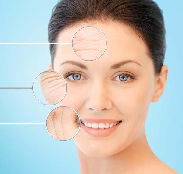C60 Schönheit Alterung Hautpflege Gesundheit schöne Frau Gesicht Falten